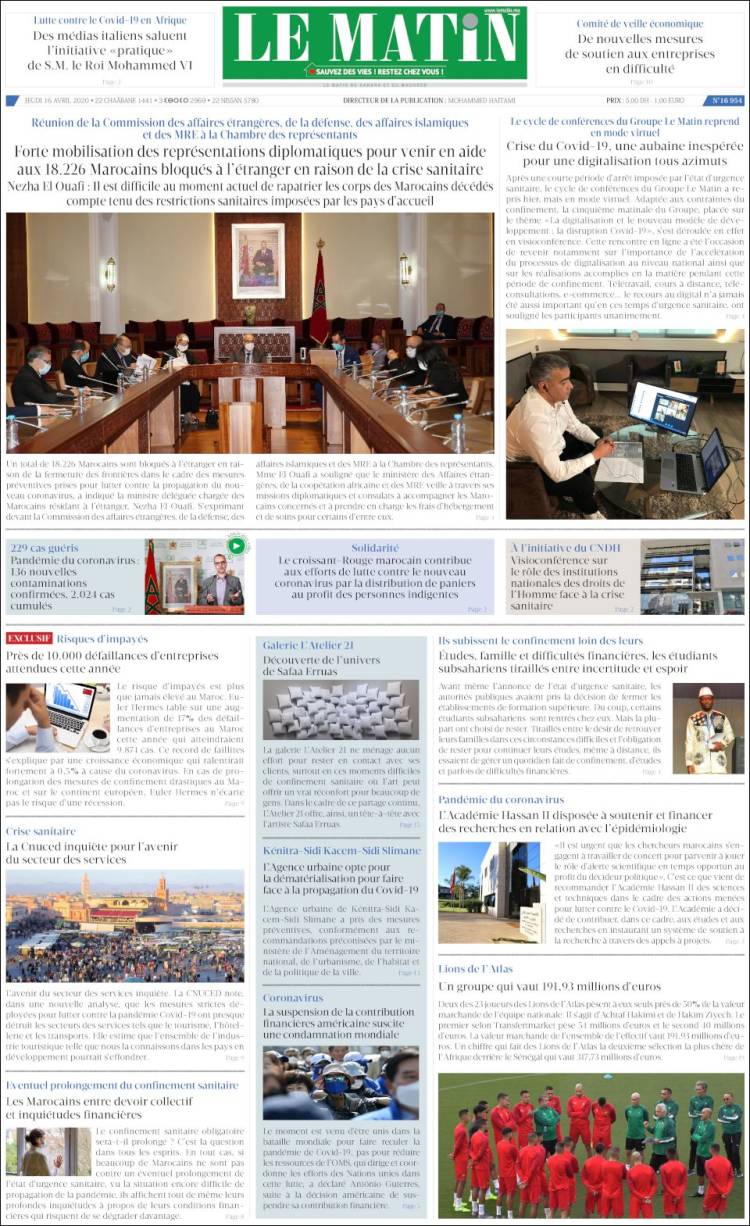 Portada de Le Matin (Marruecos)