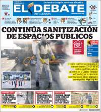 Portada de El Debate de Culiacán (México)