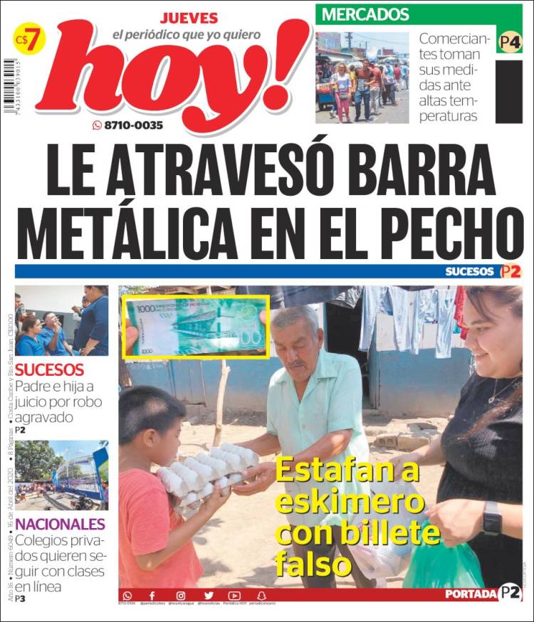 Portada de Hoy (Nicaragua)