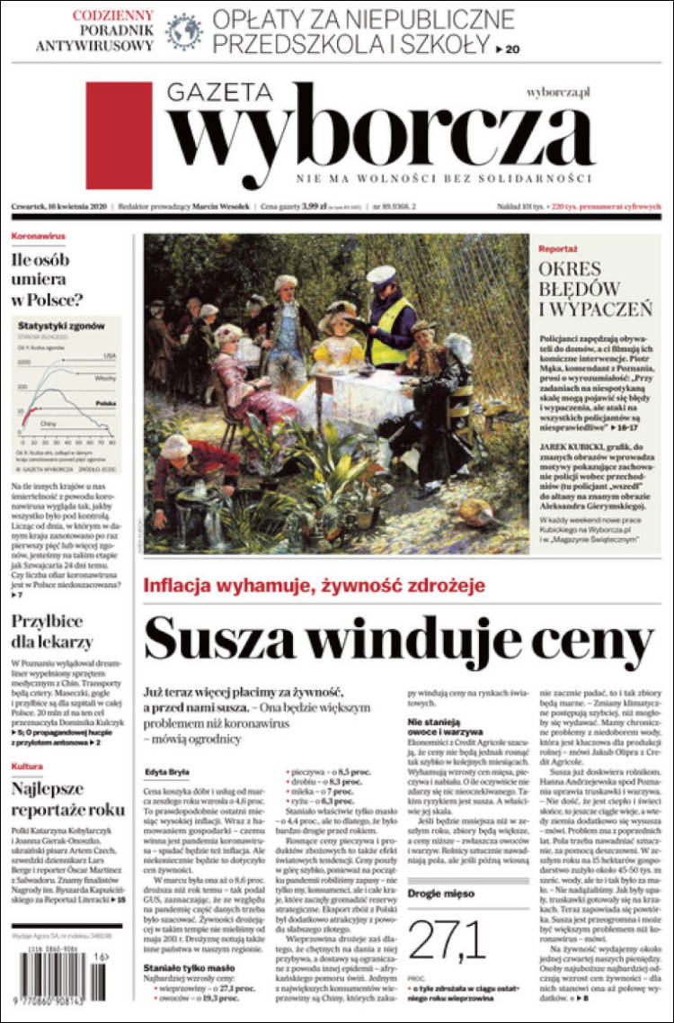 Portada de Gazeta Wyborcza (Polonia)