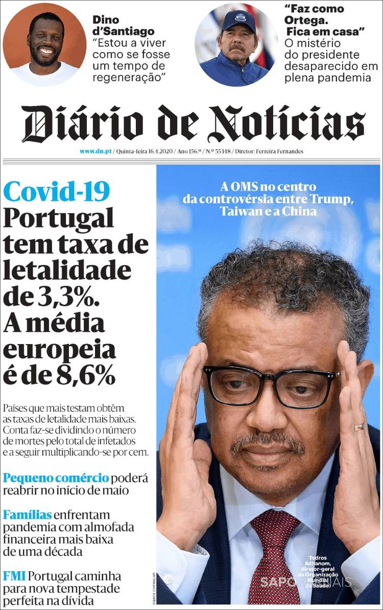 Portada de Diário de Noticias (Portugal)