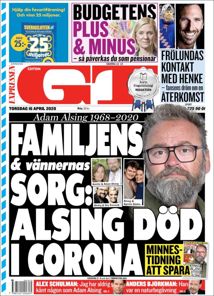 Portada de Göteborgstidningen (Suecia)