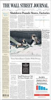 Portada de Wall Street Journal (USA)