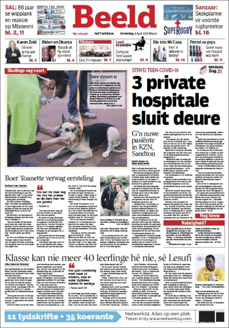 Portada de Beeld (Sud&aacute;frica)