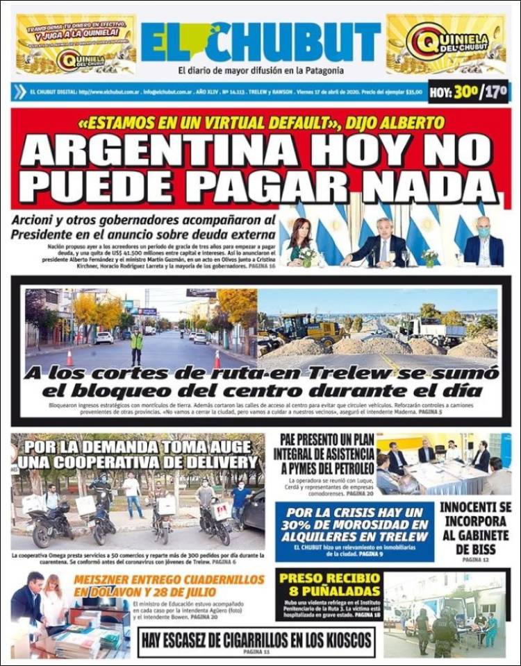 Portada de El Chubut (Argentina)