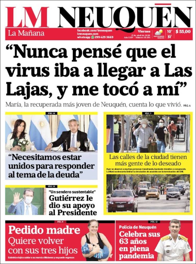 Portada de La Mañanade Neuquén (Argentina)