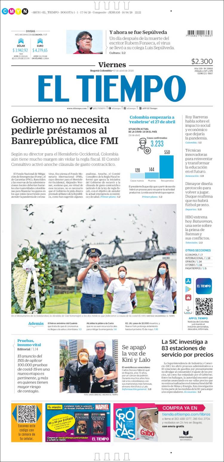 Portada de El Tiempo (Colombia)