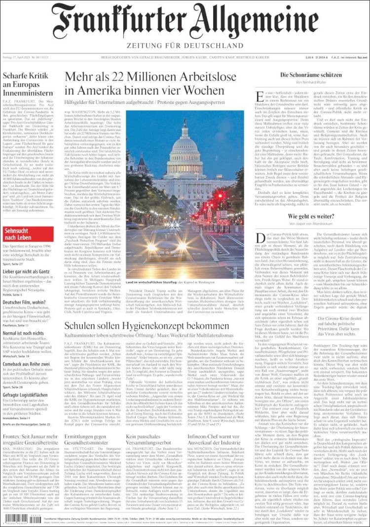Portada de Frankfurter Allgemeine (Alemania)