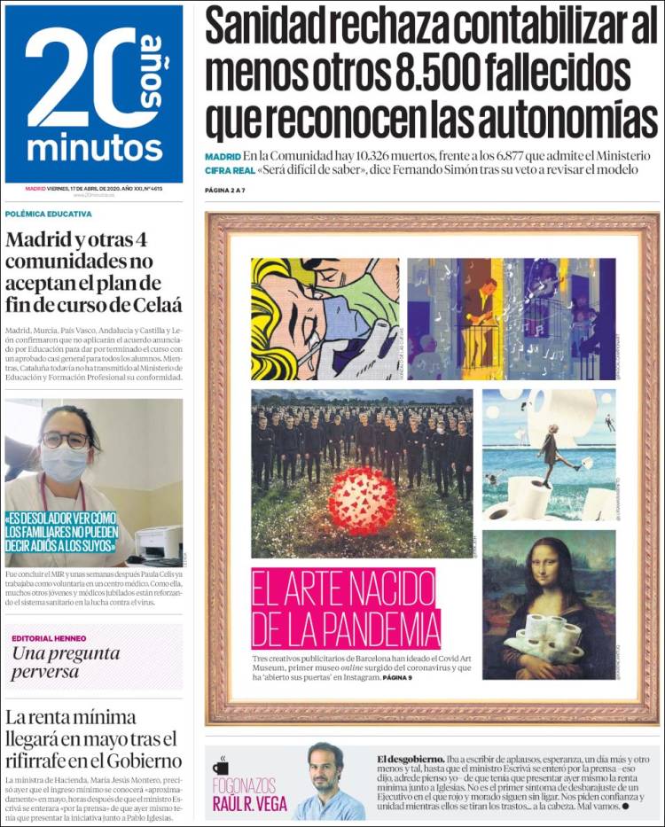 Portada de 20 Minutos - Madrid (Espa&ntilde;a)