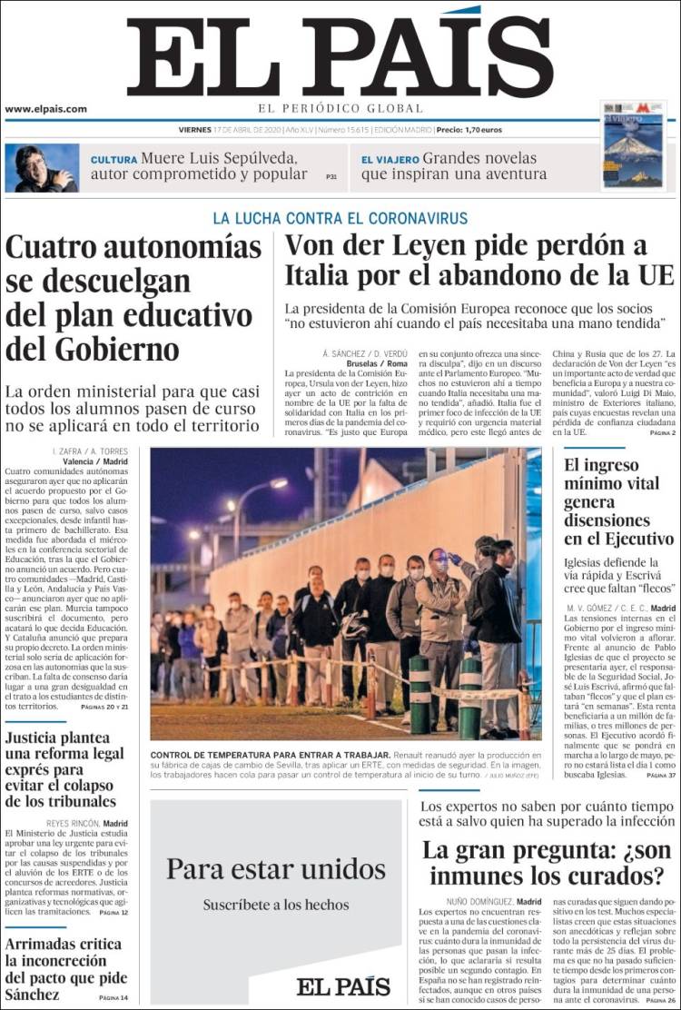 Portada de El País (Espa&ntilde;a)