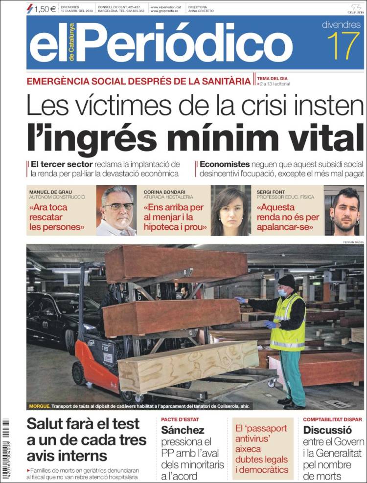 Portada de El Periódico de Catalunya (Espa&ntilde;a)