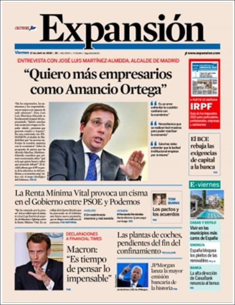 Portada de Expansión (Espa&ntilde;a)