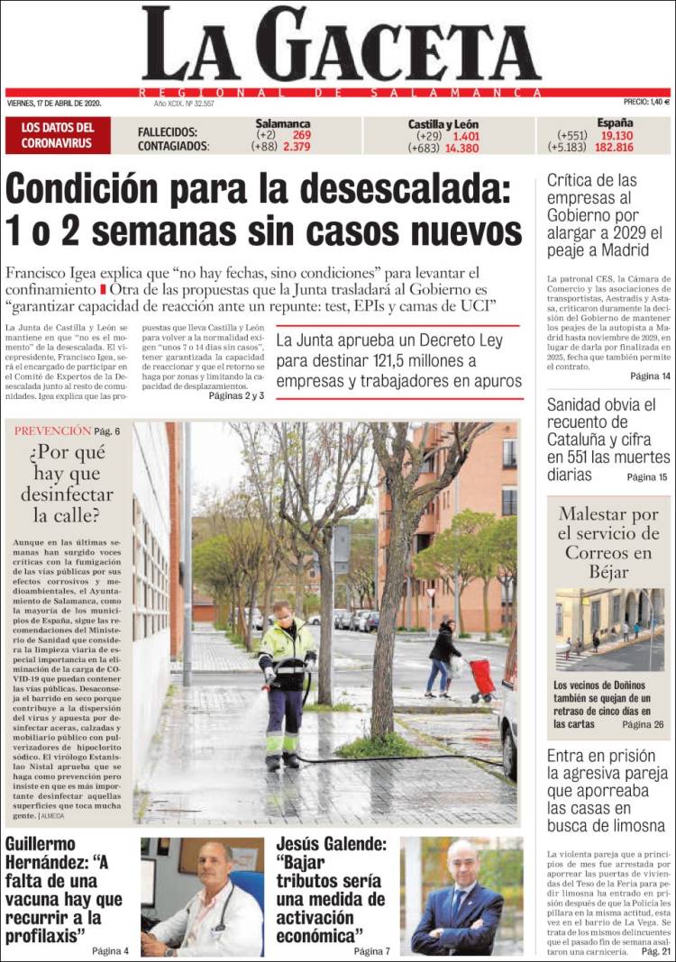 Portada de La Gaceta de Salamanca (Espa&ntilde;a)