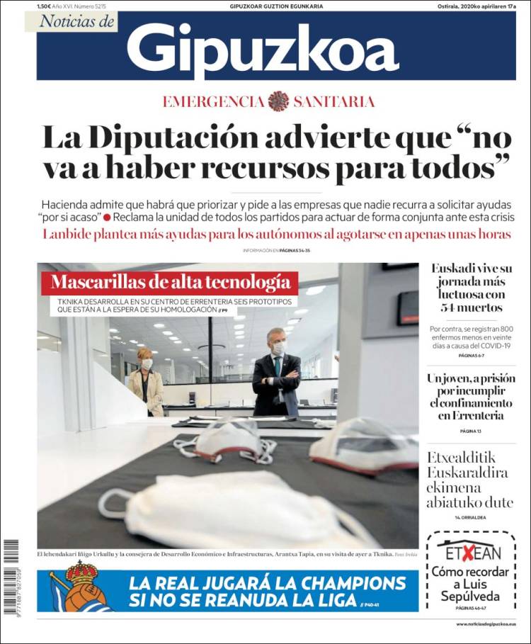 Portada de Noticias de Gipuzkoa (Espa&ntilde;a)