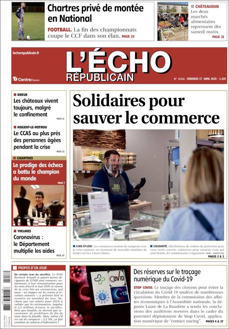 Portada de L'Echo Républicain (France)