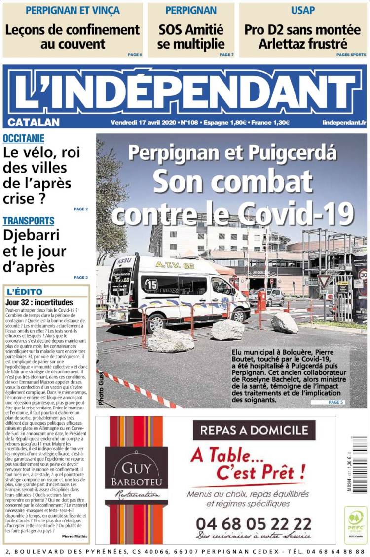 Portada de Le Indépendant (France)