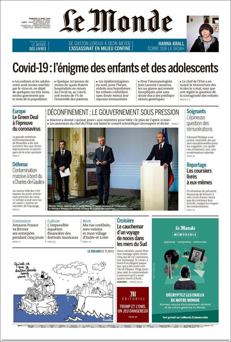Portada de Le Monde (France)