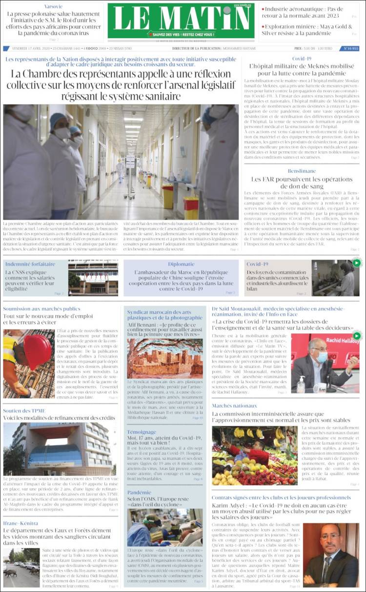 Portada de Le Matin (Marruecos)