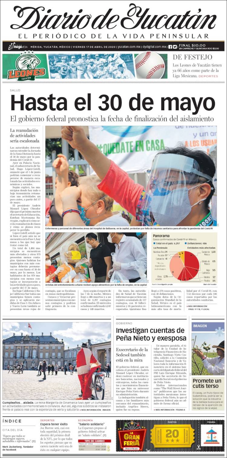 Portada de Diario de Yucatán (México)