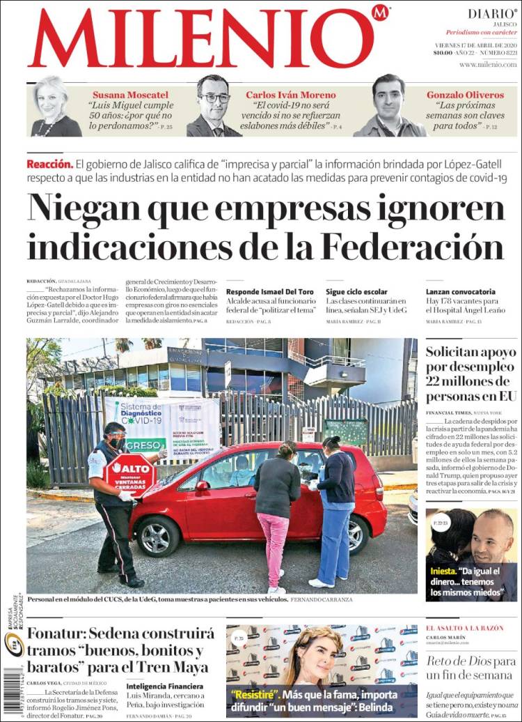 Portada de Milenio - Jalisco (México)