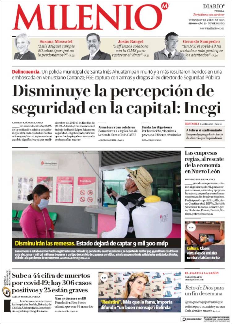 Portada de Milenio de Puebla (México)