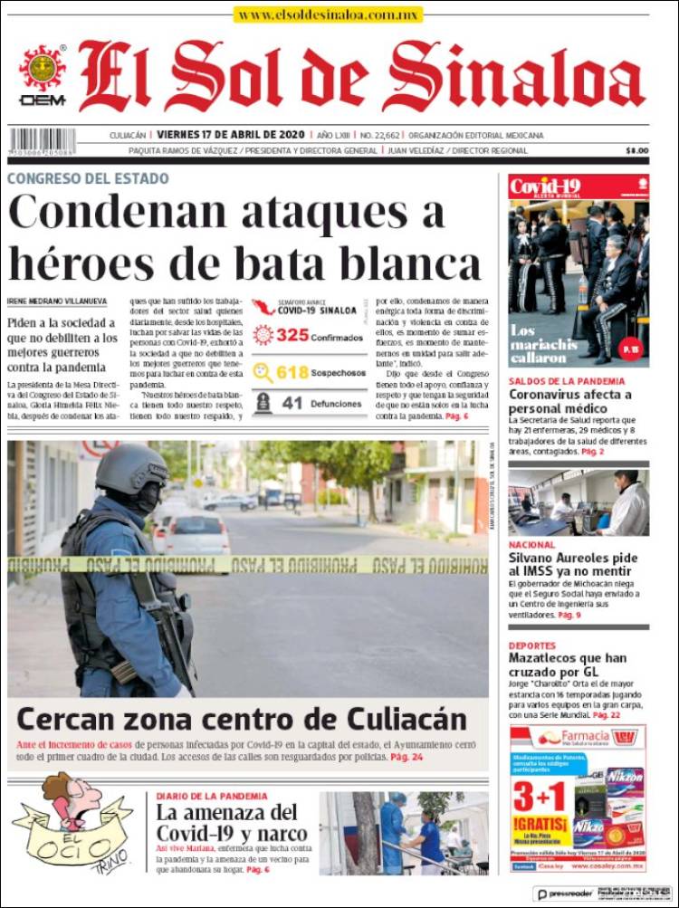 Portada de El Sol de Sinaloa (México)