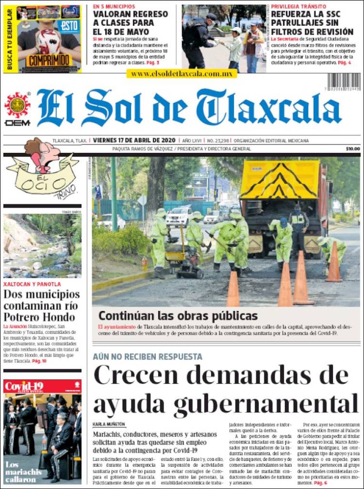 Portada de El Sol de Tlaxcala (México)