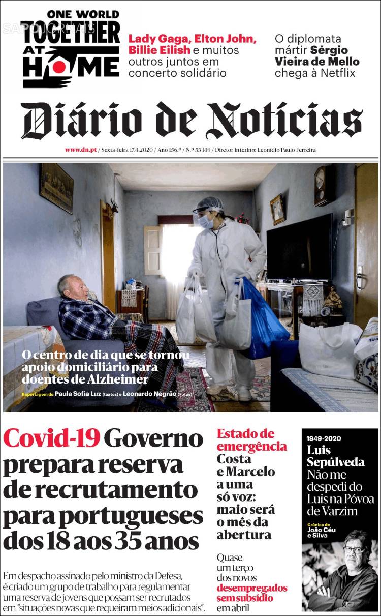 Portada de Diário de Noticias (Portugal)