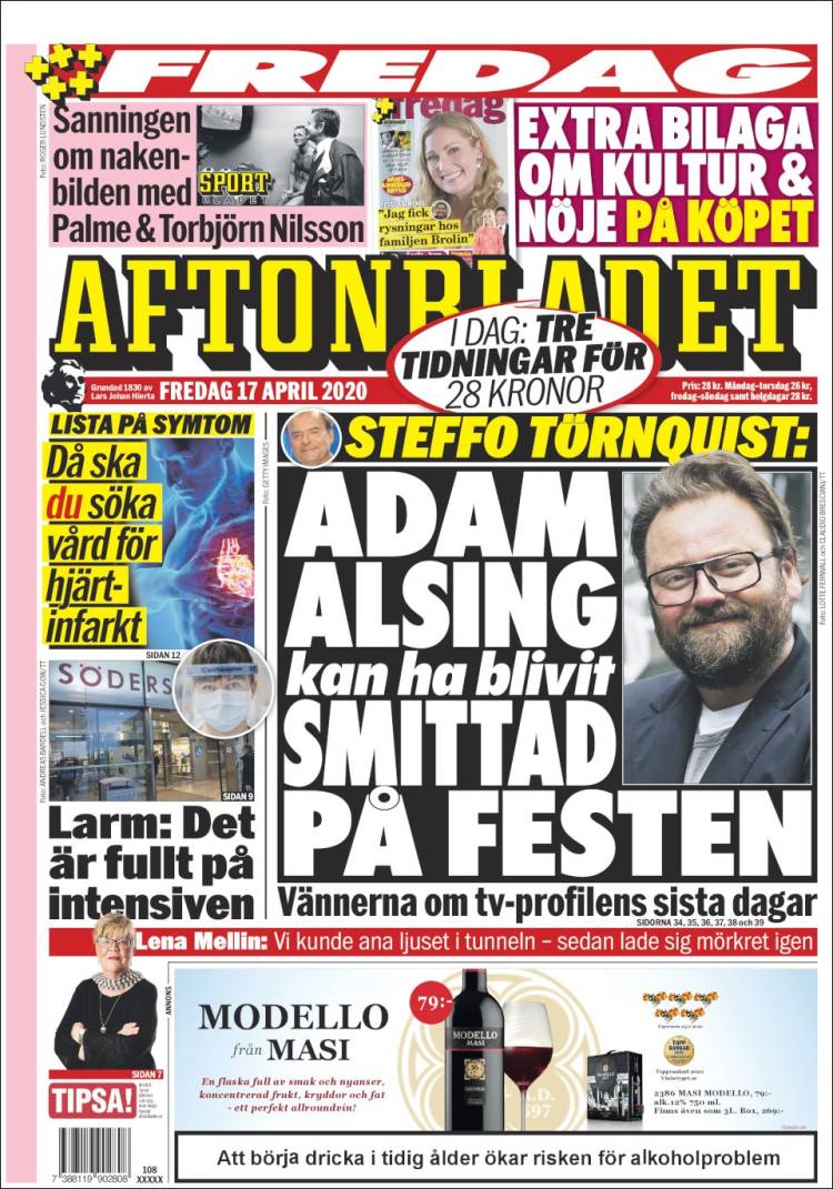 Portada de Aftonbladet (Suecia)