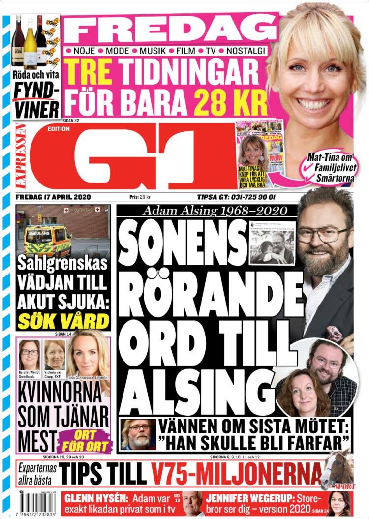 Portada de Göteborgstidningen (Suecia)