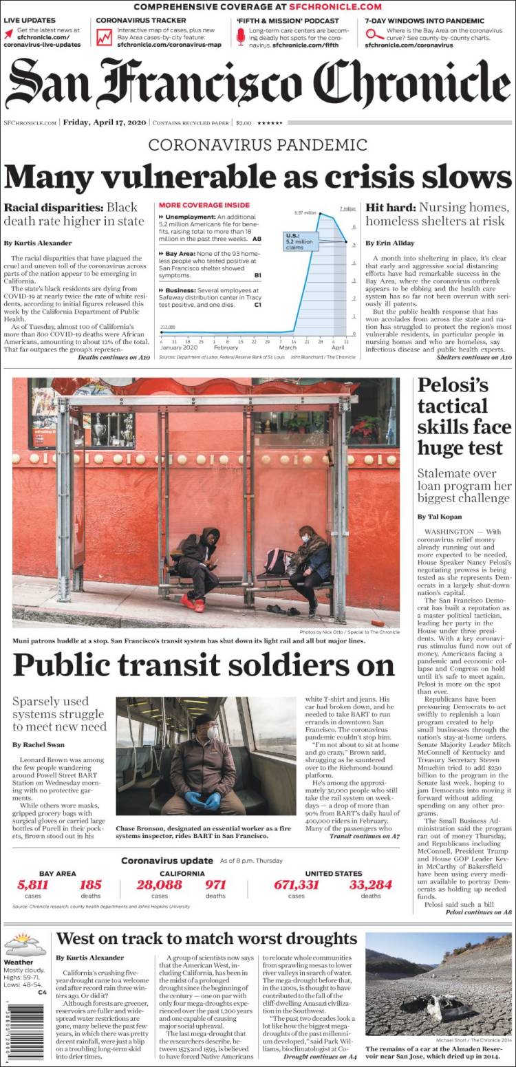 Portada de San Francisco Chronicle (USA)