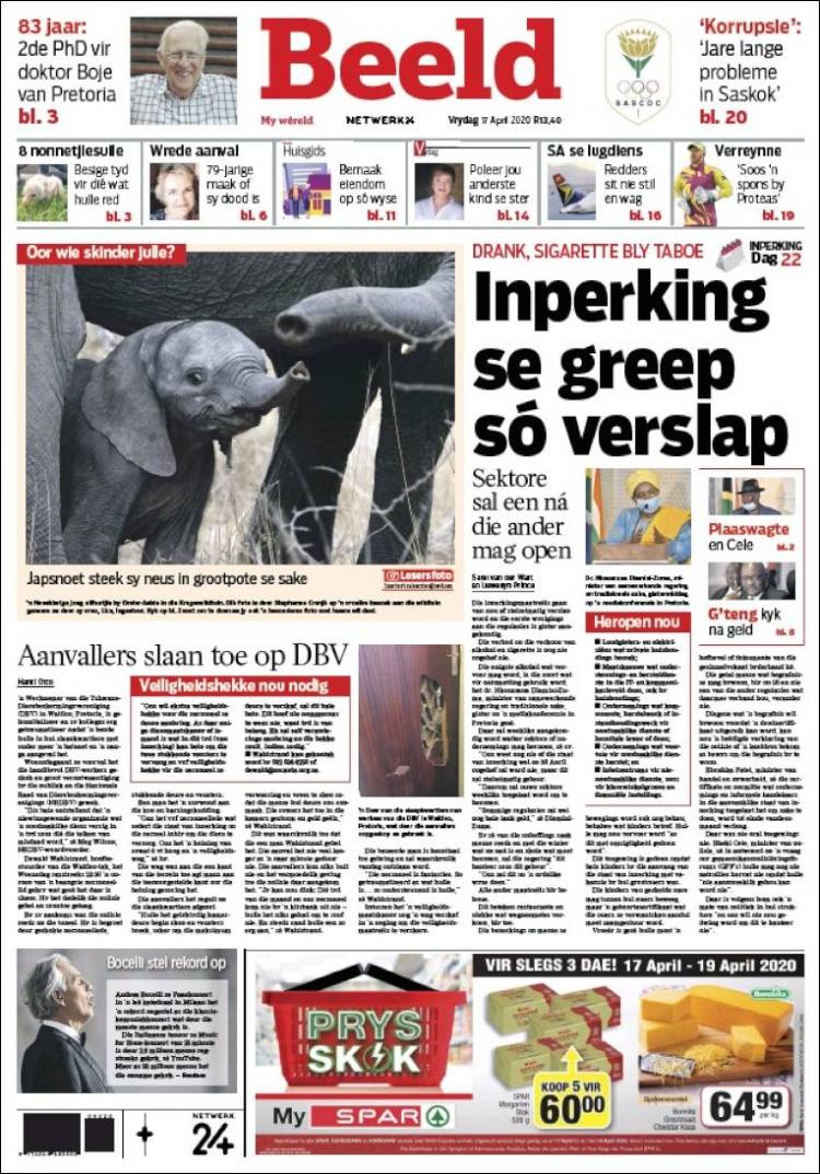 Portada de Beeld (Sud&aacute;frica)