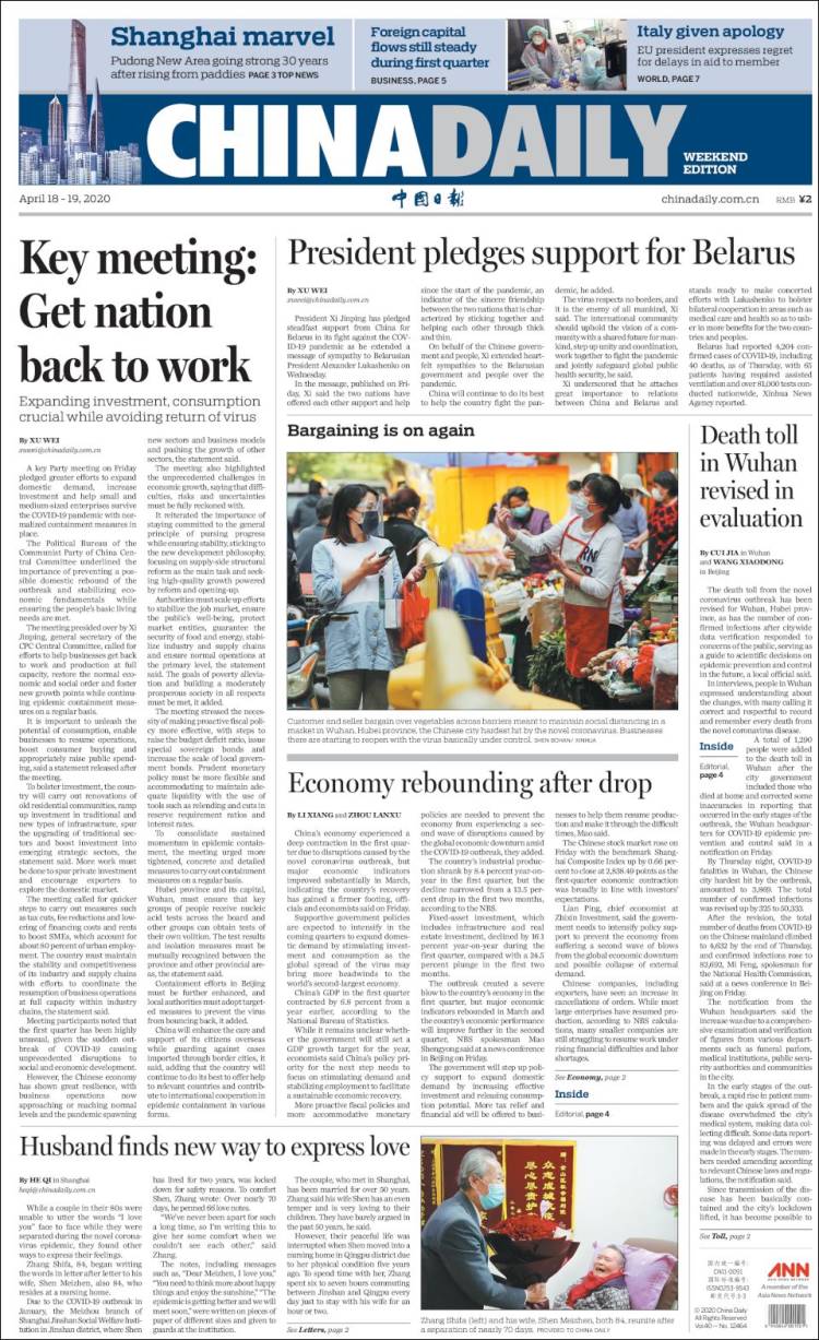 Portada de China Daily (China)