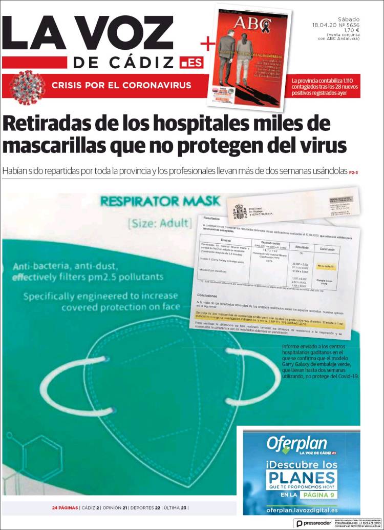 Portada de La Voz de Cádiz (Espa&ntilde;a)