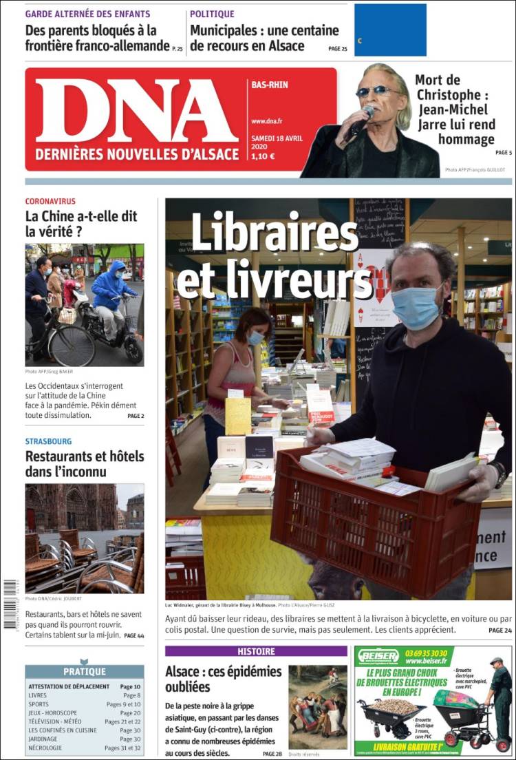 Portada de Les Dernières Nouvelles d'Alsace (Francia)