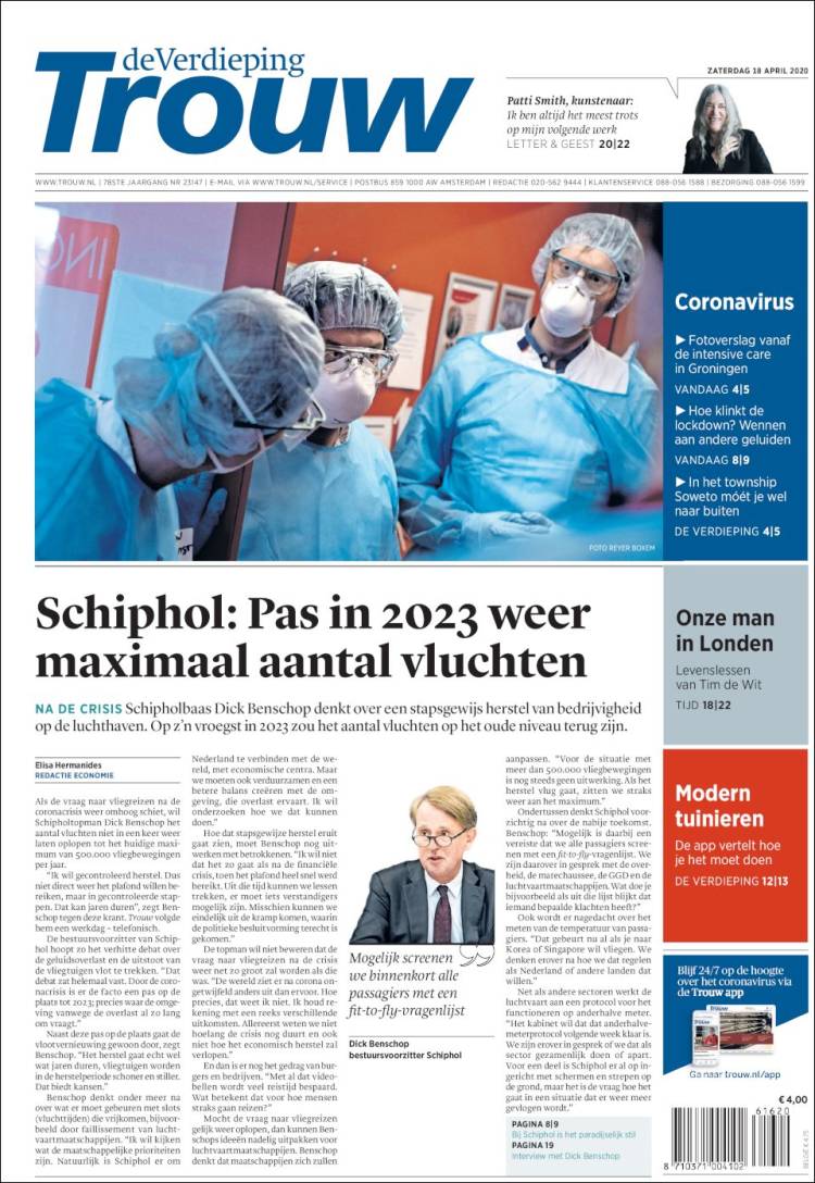 Portada de Trouw (Pa&iacute;ses Bajos)