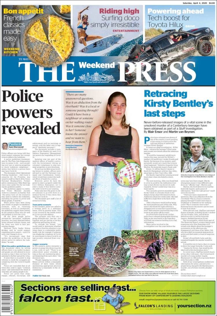 Portada de The Press (Nueva Zelanda)