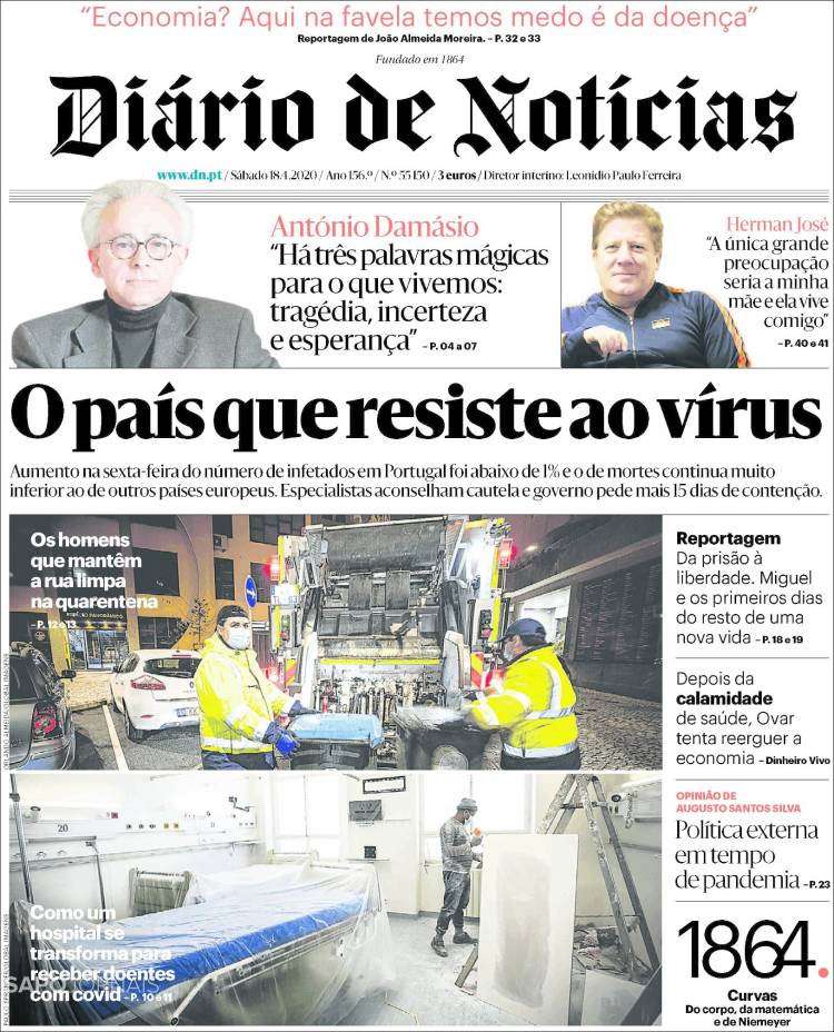 Portada de Diário de Noticias (Portugal)