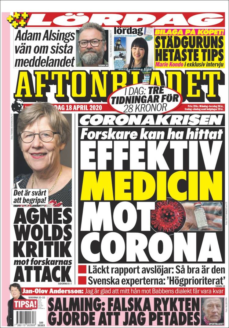 Portada de Aftonbladet (Suecia)
