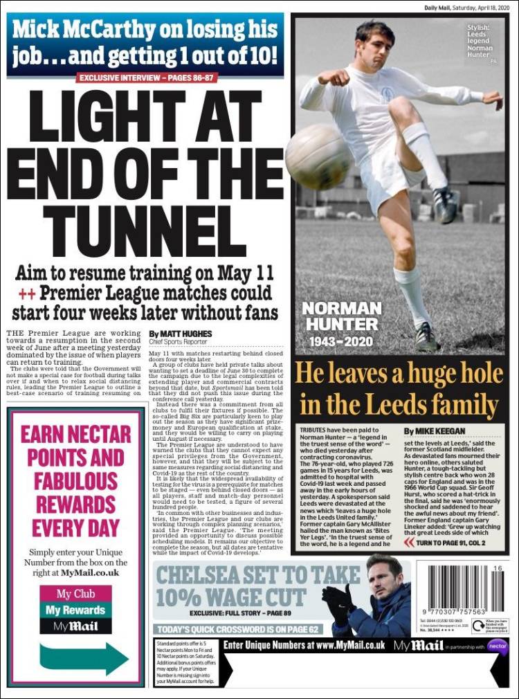 Portada de Daily Mail Sport (Reino Unido)