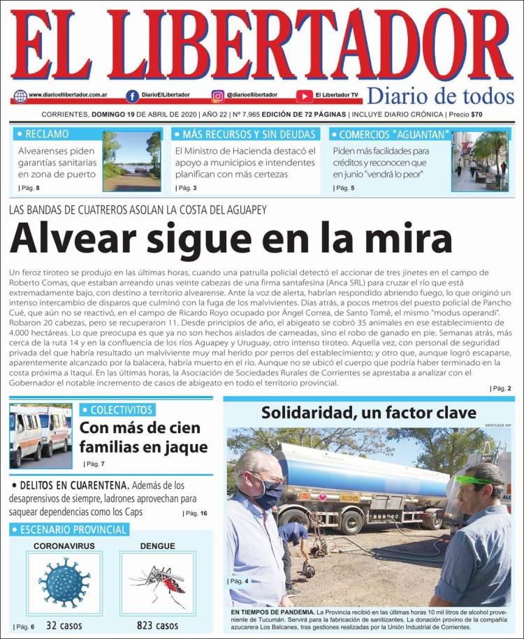 Portada de Diario El Libertador (Argentina)