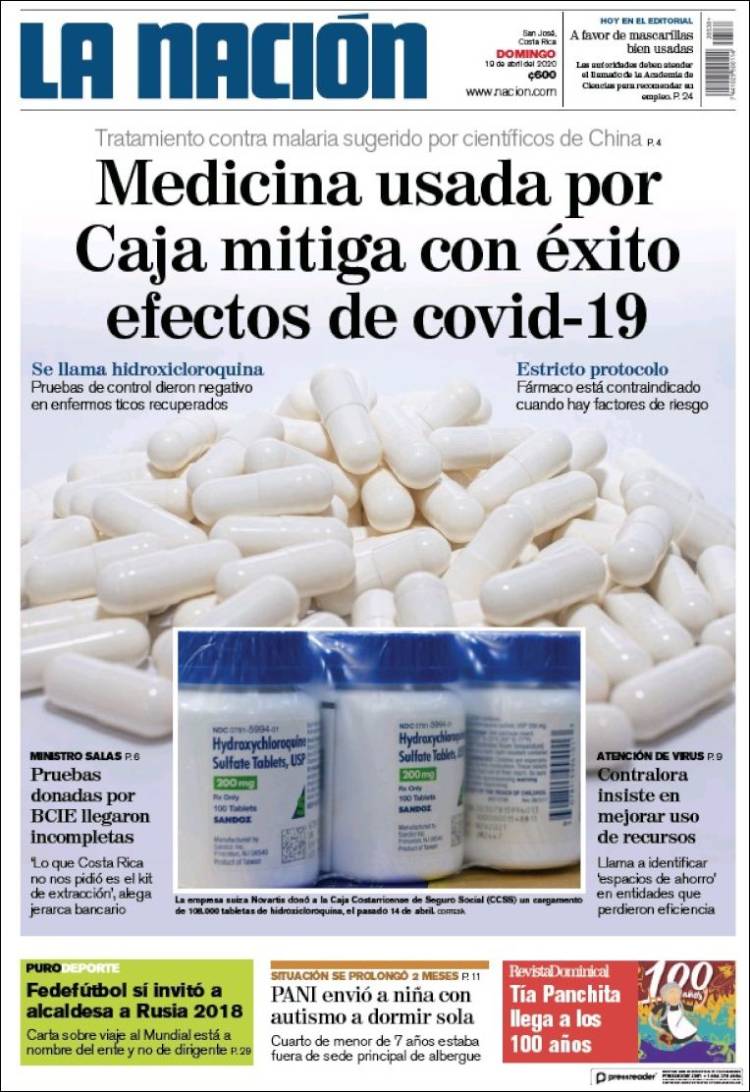 Portada de La Nación - Costa Rica (Costa Rica)