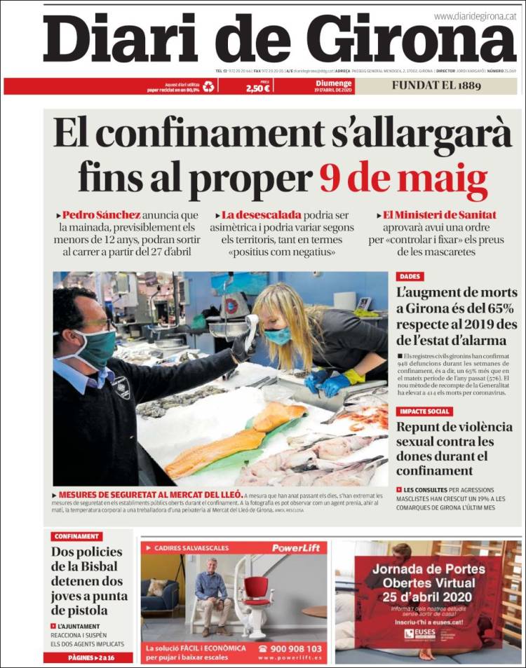 Portada de Diari de Girona (España)