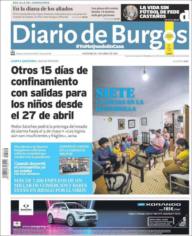 Portada de Diario de Burgos (España)