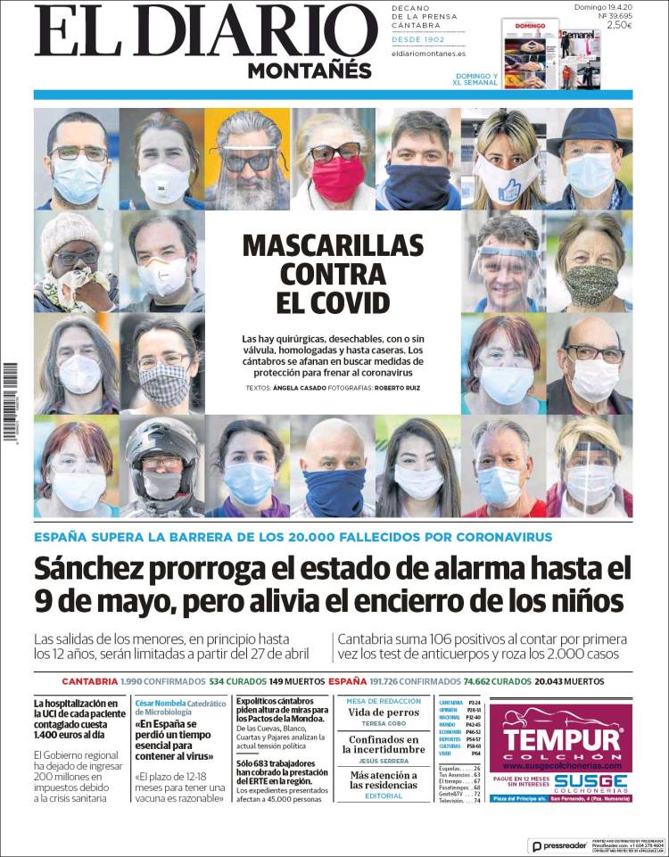 Portada de El Diario Montañés (España)
