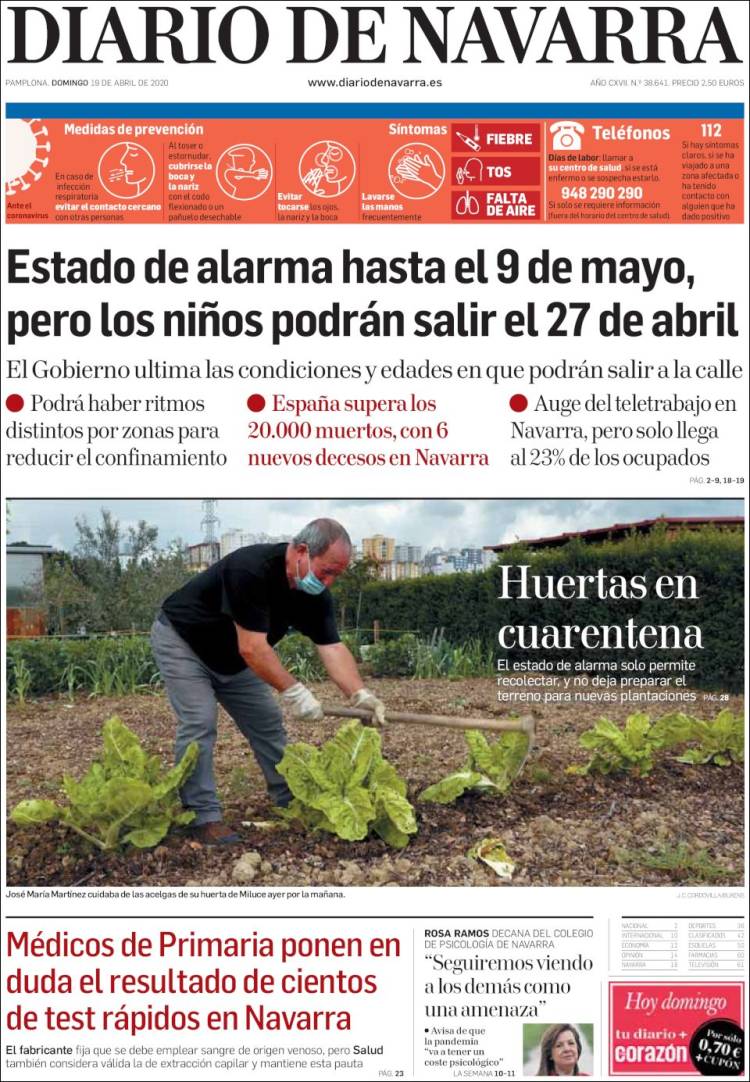 Portada de Diario de Navarra (España)