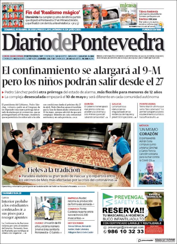 Portada de Diario de Pontevedra (España)