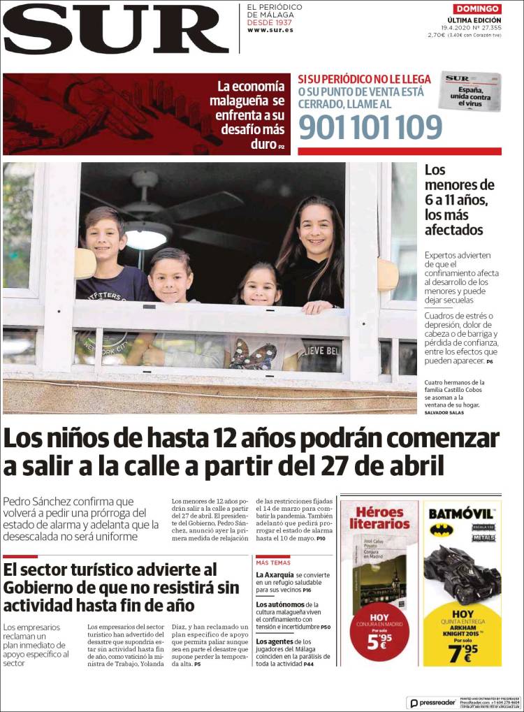 Portada de Diario el Sur (España)