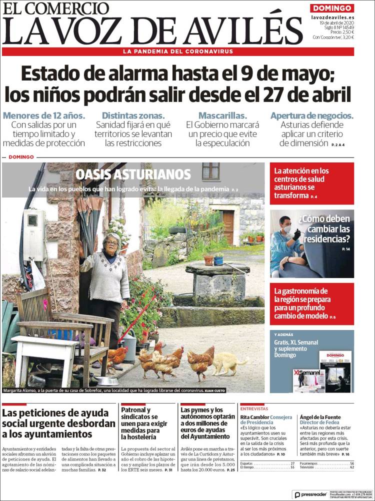 Portada de El Comercio - Avilés (España)