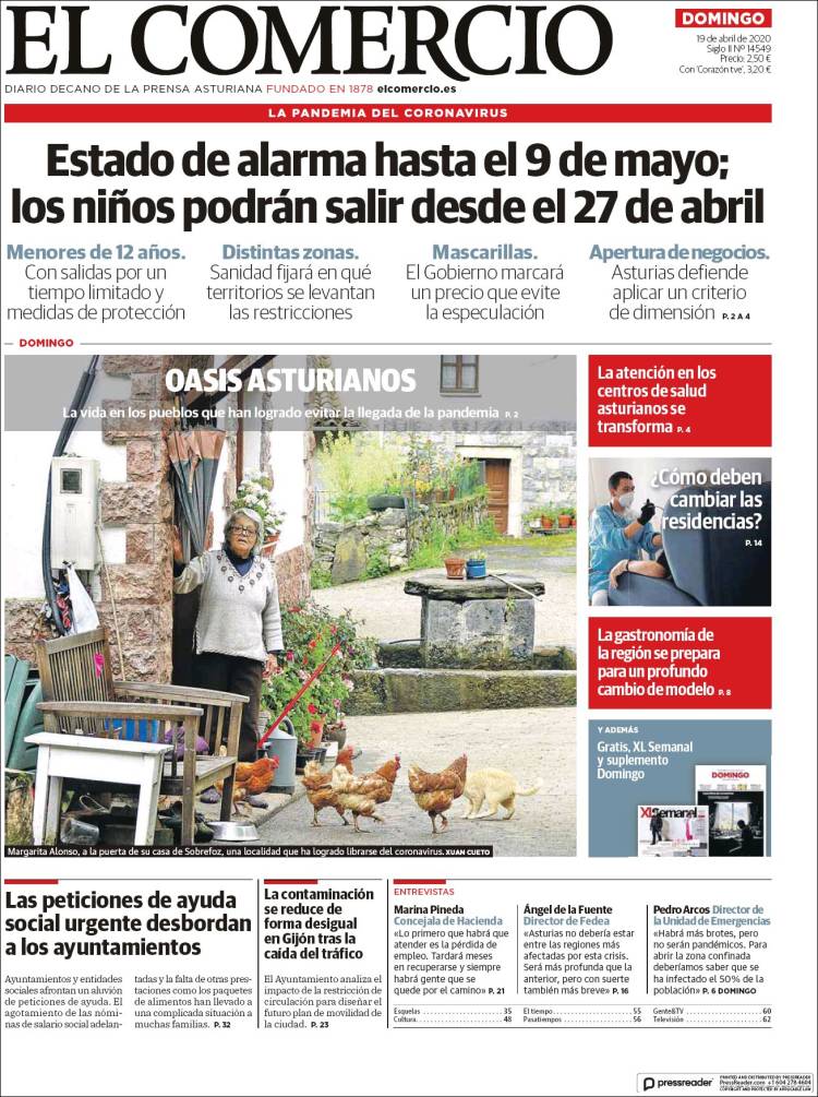 Portada de El Comercio - Gijón (España)